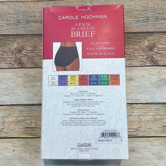 Carole Hochman Seamless Brief Underwear 5 Pack Multi-Color - Picture 2 of 2